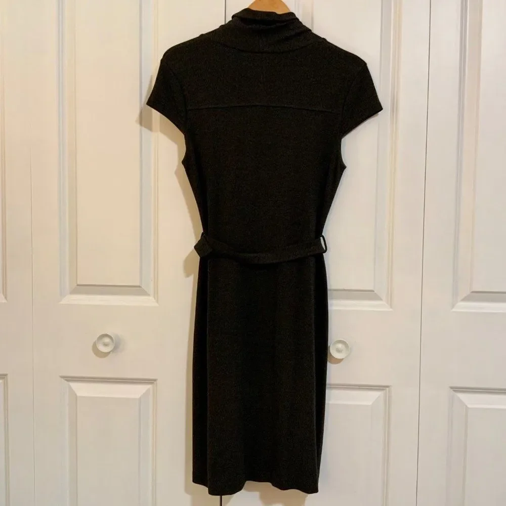 Banana Republic Grey Draped Neck Belted Stretch Dress Small